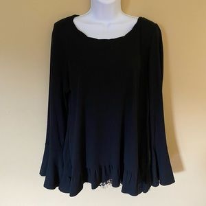 Umgee black ruffle long sleeve top